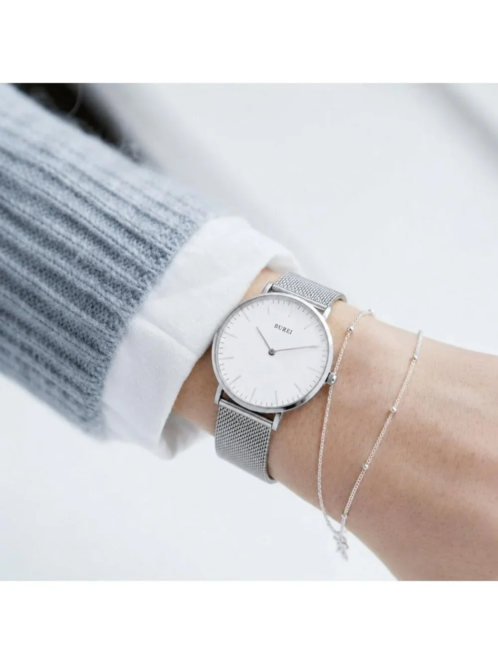 Women's Silver White Minimalist Analog Quartz Waterproof Dress Wrist Watches